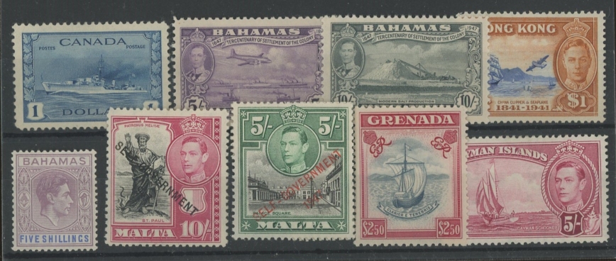 George VI High Values mint on stockcard.