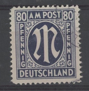 1945 80pf blue F/U, fine.