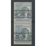 British & American Zones: 1948 12pf grey vertical pair, one with inverted overprint.