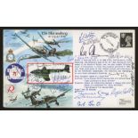 1990 The Skirmishing cover signed by 14 Battle of Britain participants. Address label, fine.