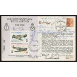 1980 Battle of Britain cover signed by 14 Battle of Britain participants. Address label, fine.