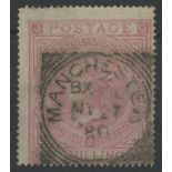 1867-83 5/- rose, plate 2, G-J, used, centred to lower right.