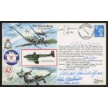 1990 The Skirmishing cover signed by 5 Battle of Britain participants. Address label, fine.