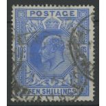 1911-13 10/- blue used, fine.