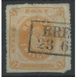 Bremen 1861 2g orange used, missing bottom right corner.