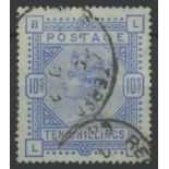 1883-84 10/- ultramarine, L-B, used, fine.