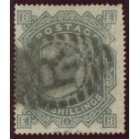 1867-83 10/- greenish grey, E-B, used, short perfs, reperforated at right.