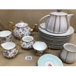 A QUANTITY OF PORCELAIN/CHINA, DENBY, ROYAL ALBERT (ENGLISH CHINTZ) AND A DUO SET OF (POLKA ROSE)