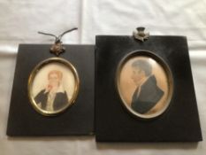 TWO GEORGIAN PERIOD PAINTED MINIATURES ONE ON IVORY