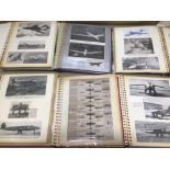 SEVEN ALBUMS OF AIRCRAFT RELATED ITEMS, PHOTOGRAPHS, TECHNICAL DRAWINGS AND MORE