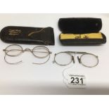 THREE PAIRS OF EARLY 20TH CENTURY SPECTACLES WITH TWO ORIGINAL CASES