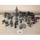 A QUANTITY OF LEAD FIGURES AND HORSES INCLUDES BRITAINS