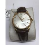 A GOLD PLATED 1960'S GENTS OMEGA WATCH MANUAL WIND WITH HIRSCH STRAP