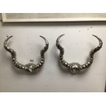 TWO RESIN CHROMED ANTLERS WALL ART