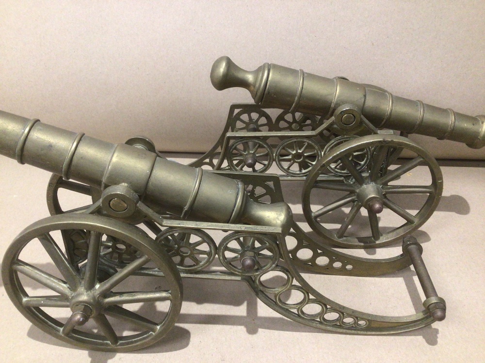 TWO LARGE BRASS CANONS 36CM LONG - Image 2 of 3