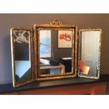 A VINTAGE GILDED TRIPLE MIRROR