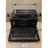 A BLACK TYPEWRITER BY THE IMPERIAL TYPEWRITER CO.LTD LEICESTER ENGLAND