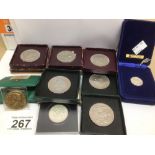 A COLLECTION OF COMMEMORATIVE SILVER COINS SIX FESTIVAL OF BRITAIN 1951 COINS, J.F KENNEDY 1964