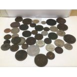 A QUANTITY OF USED COINAGE, TWO 1837 CUMBERLAND JACK TOKENS CARTWHEEL AND MORE