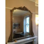 A LARGE 19TH CENTURY FRENCH OVERMANTLE MIRROR DECORATED WITH ORMALU 153 X 145CM