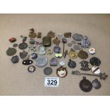 MIXED ITEMS, MATCHSTRIKERS, MEDALS, COINS, SOME SILVER AND MORE