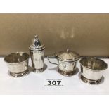 A HALLMARKED SILVER FOUR PIECE CONDIMENT SET BY ADIE BROTHERS LTD 135 GRAMS