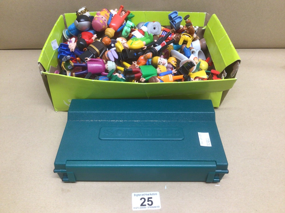 VINTAGE MIXED TOYS, INCLUDES BRITAINS PLASTIC AND TRAVEL SCRABBLE