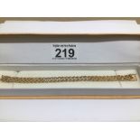 A 14CT 585 YELLOW GOLD TWISTED ROPE DESIGN BRACELET WITH THIRTEEN PLATINUM SET DIAMONDS TOTAL LENGTH