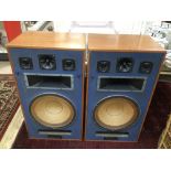 A PAIR OF TEAK VINTAGE DANISH SPEAKERS MODEL SP 15000 200 WATT 70 X 39 X 28CM