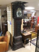 A VICTORIAN PERIOD TEMPUS FUGIT LONGCASE/GRANDFATHER CLOCK (JOHN CHARLES PORTSMOUTH) CARVED TO THE