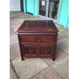 A JAPANESE HARDWOOD CUPBOARD WITH TOP DRAWER 54 X 57 X 56CM