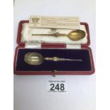 TWO CORONATION ANOINTING SPOONS ONE BOXED