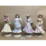 FOUR ROYAL WORCESTER FIGURINES, WINTER, SPRING, SUMMER, AND AUTUMN (THE FOUR SEASONS) MAUREEN