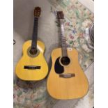TWO ACOUSTIC GUITARS STAGG SW5035D-N-L AND A SKYLARK BRAND 104N