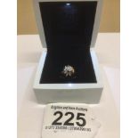A 9CT GOLD AND DIAMOND RING DIAMONDS SET IN PLATINUM SIZE M 3 GRAMS