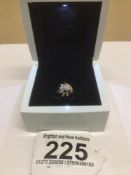 A 9CT GOLD AND DIAMOND RING DIAMONDS SET IN PLATINUM SIZE M 3 GRAMS