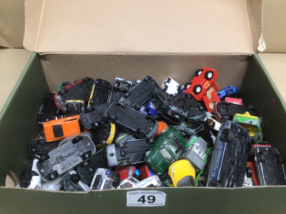 A QUANTITY OF PLAY WORN DIE-CAST TOY VEHICLES, CORGI AND MAJORETTE AND MORE