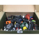 A QUANTITY OF PLAY WORN DIE-CAST TOY VEHICLES, CORGI AND MAJORETTE AND MORE