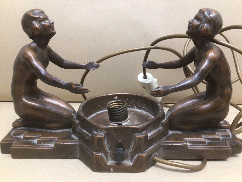 A 1930'S, 1940'S ART DECO NUART CREATIONS, LAMP IN SPELTER WITH A BRONZE EFFECT - Image 2 of 2