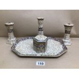 A CROWN POTTERY PART DRESSING TABLE SET (LONGTON PATTERN)