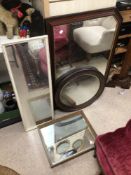 FOUR VINTAGE WALL MIRRORS IN VARIOUS SIZES AND FORMS, LARGEST IS 102 X 72CM