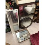 FOUR VINTAGE WALL MIRRORS IN VARIOUS SIZES AND FORMS, LARGEST IS 102 X 72CM