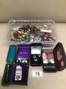 MIXED COSTUME JEWELLERY, CUFFLINKS, RING AND EARRING SET, TIE PIN, AND MORE
