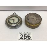 A JON DAVIS AND SON OF DERBY POCKET BAROMETER A/F WITH AN INGERSOL POCKET WATCH
