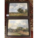 A PAIR OF IMPRESSIONIST LANDSCAPES SIGNED AND INSCRIBED ON VERSO (OILS ON BOARD) BY EDWARD HINES