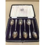 A SET OF SIX HALLMARKED CASED TEASPOOONS