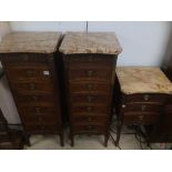 A PAIR OF SLACK AND RASSNICK LINGERIE CHESTS WITH A THREE DRAWER CHEST, ALL WITH PINK MARBLE 45 X 42