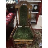 A LATE VICTORIAN THRONE CHAIR DATED 1901 IN OAK
