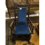 A VICTORIAN PERIOD WALNUT AMERICAN CHILDS ROCKER 70CM HIGH