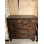A VICTORIAN PERIOD MAHOGANY TWO OVER THREE CHEST OF DRAWERS 112 X 105 X 55CM